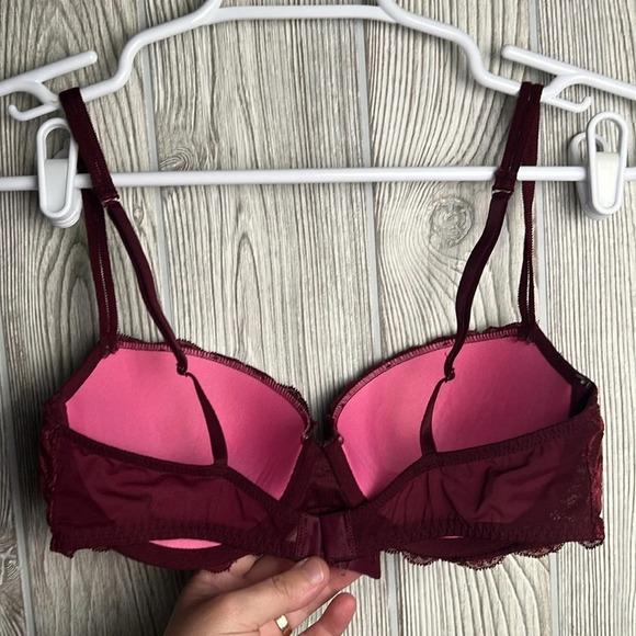 Woman’s Pink by Victoria’s Secret push-up bra maroon lace 34C - Picture 5 of 5